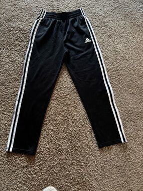 adidas Black Jogger Pants with White Side Stripes
